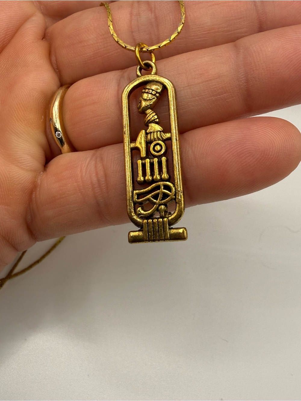 Gold-Tone Egyptian Cartouche Pendant Necklace